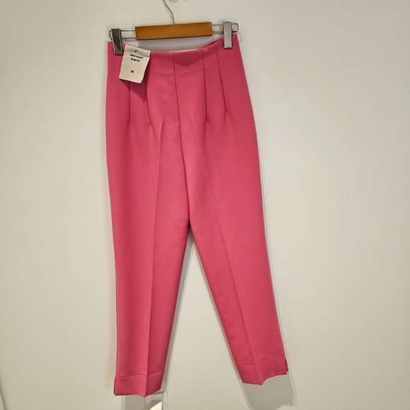 NWT Zara Pink Cropped High Waist Trouser XS - Picture 6 of 8